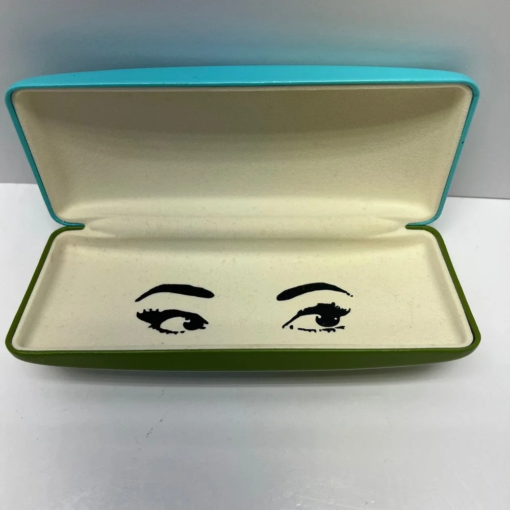 Kate Spade New York Hard Shell Glasses Case‎ Turquoise Blue Olive Green Eyes OS